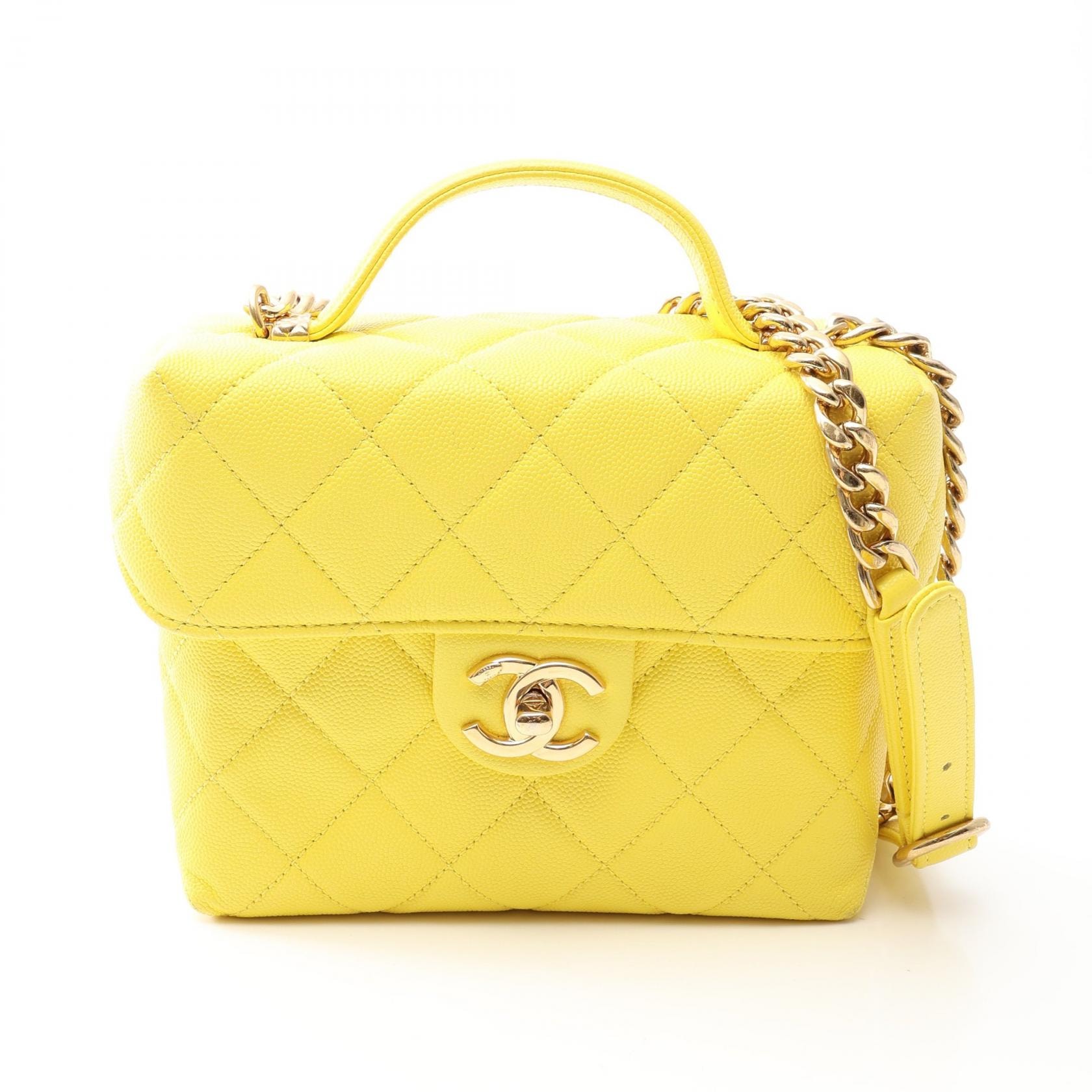 シャネル CHANEL マトラッセ スモール 2WAY バニティバッグ ショルダーバッグ バッグ キャビアスキン(グレインドカーフ) レディース イエロー系 【中古】