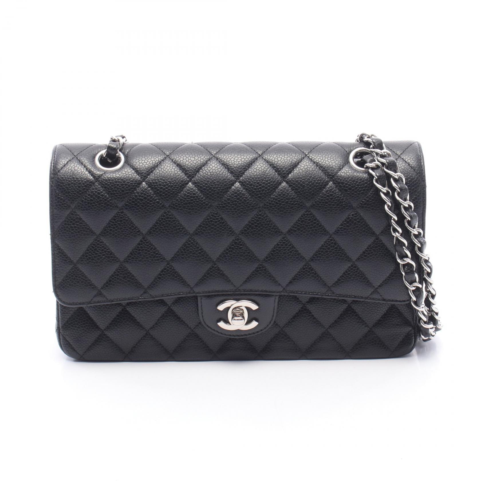 シャネル CHANEL マトラッセ Wフラップ ショルダーバッグ バッグ カーフ(牛革) レディース ブラック系 【中古】