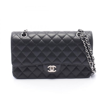 シャネル CHANEL マトラッセ Wフラップ ショルダーバッグ バッグ カーフ(牛革) レディース ブラック系 【中古】
