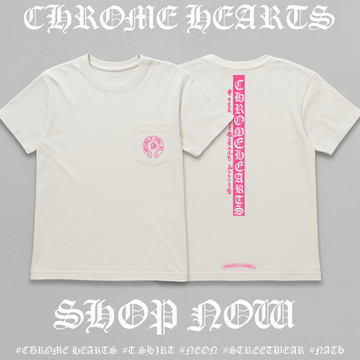 Chrome Hearts ネオンロゴ Tシャツ Mサイズ/ホワイト×ピンクロゴ