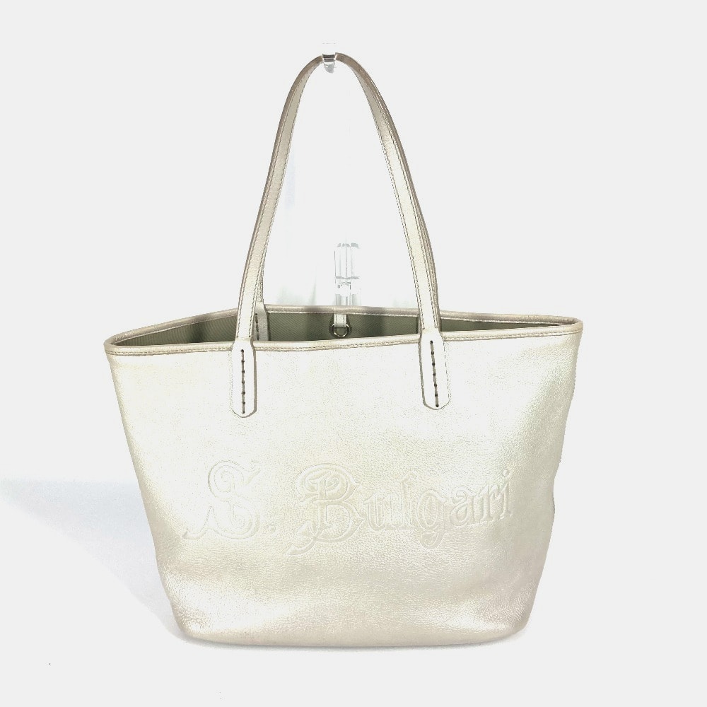 ブルガリ BVLGARI S.bulgari ロゴ ソティリオ ショルダーバッグ 肩掛け カバン トートバッグ レザー シルバー