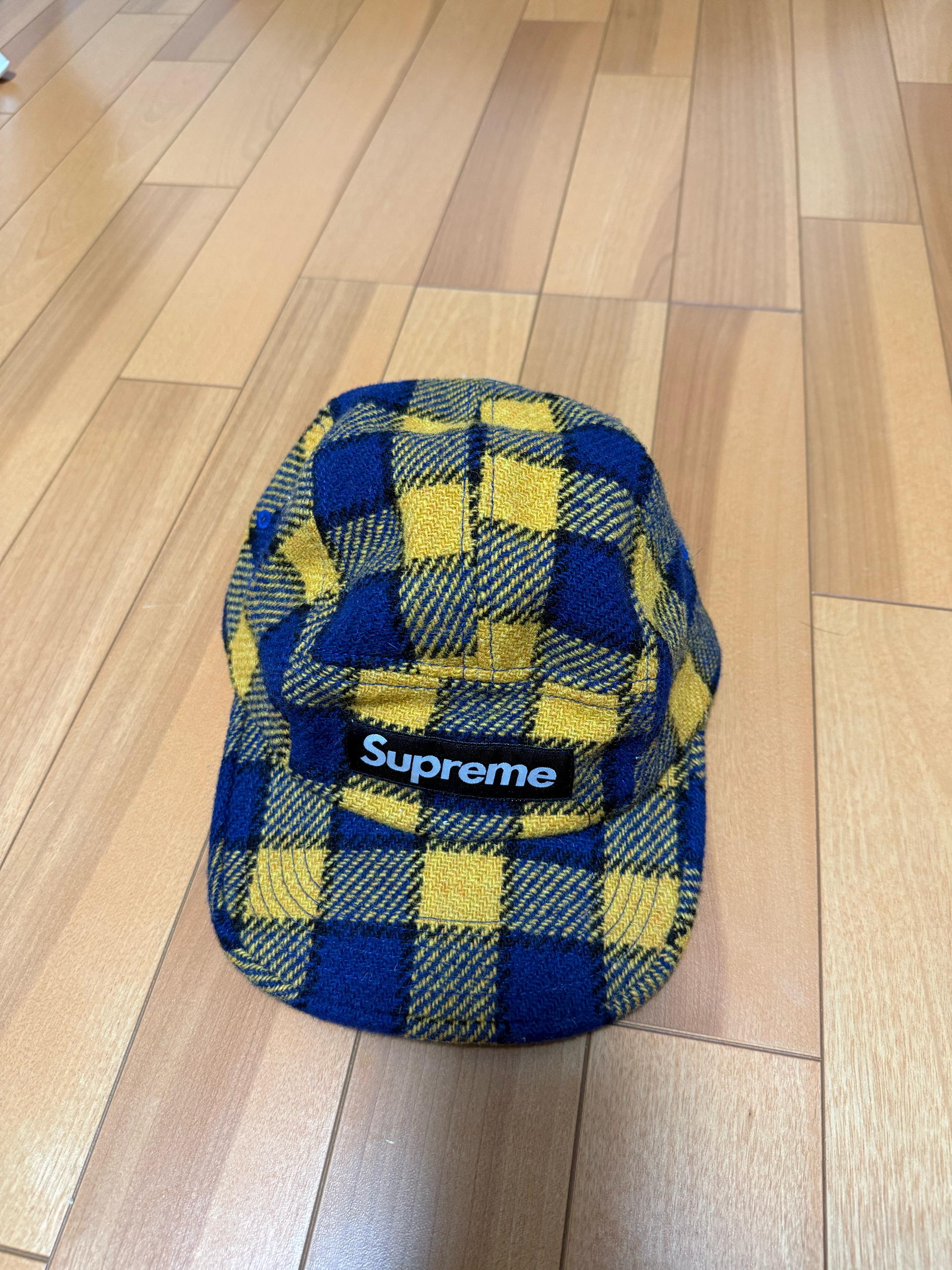 Supreme Harris Tweed Camp Cap "Yellow Plaid"