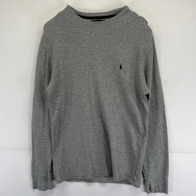 古着 00’s/00年代 ポロ・ラルフローレン POLO RALPH LAUREN 長袖Tシャツ サーマル ワッフル生地 ワンポイントロゴ刺繍 L グレー系 メンズ
