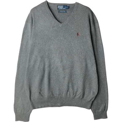 古着 ラルフローレン Ralph Lauren POLO by Ralph Lauren Vネック コットンニットセーター メンズL相当/eaa605047