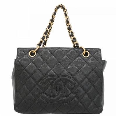 【6dd5326】シャネル ハンドバッグ マトラッセ キャビアスキン ブラック ゴールド金具【中古】レディース