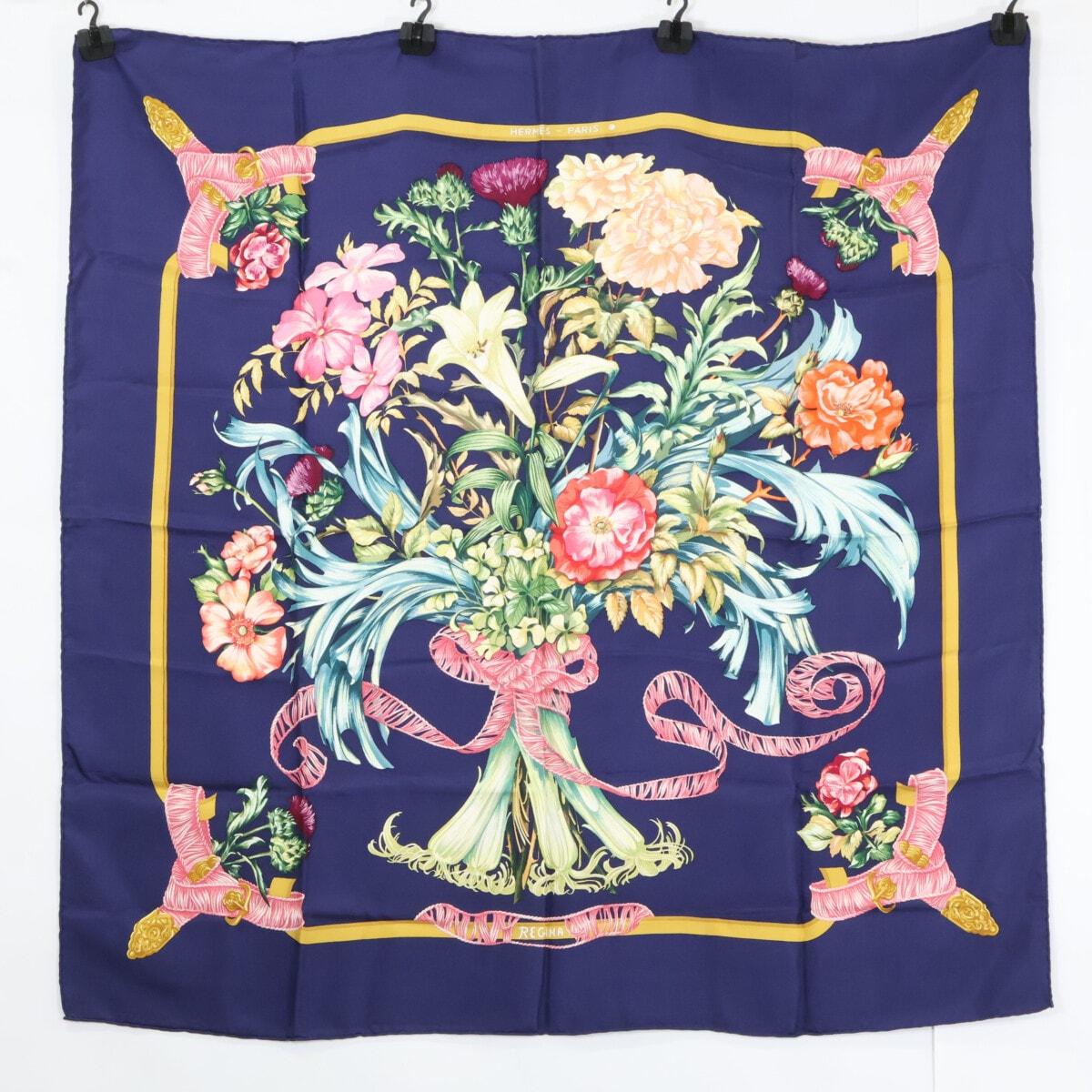 B (目立った傷や汚れなし)】HERMES エルメス スカーフ カレ90 Fleurs
