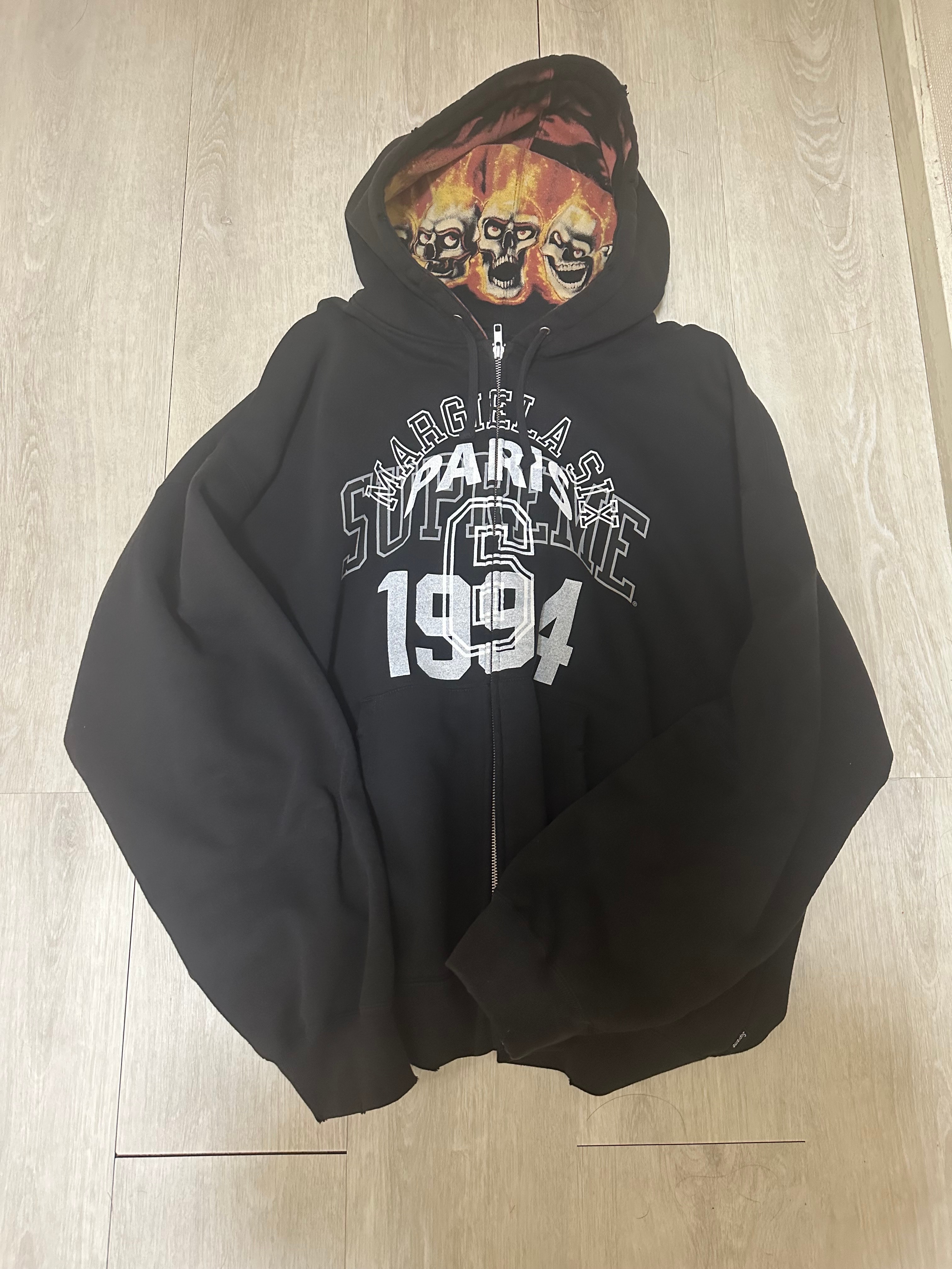 Supreme x MM6 Maison Margiela Zip Up Hooded Sweatshirt "Black"