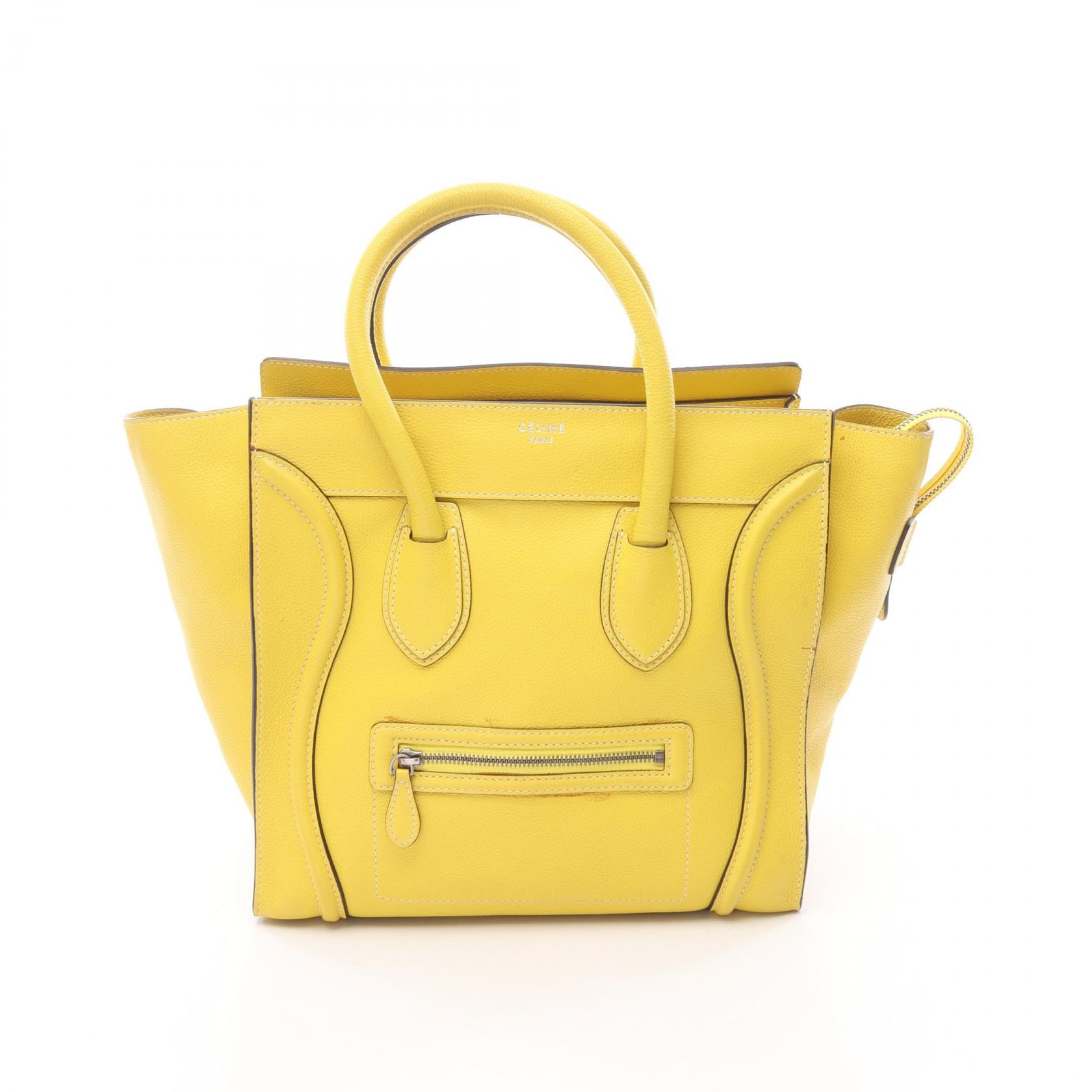 セリーヌ CELINE ラゲージ ミニショッパー ハンドバッグ バッグ レザー レディース イエロー系 【中古】