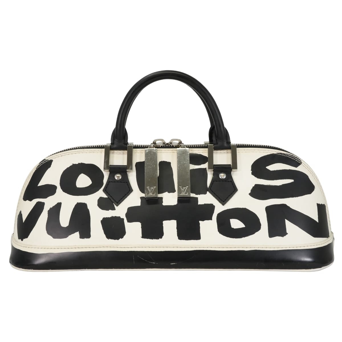 【渋谷並木橋店】LOUIS VUITTON ルイ・ヴィトン ハンドバッグ アルマ ホリゾンタル グラフィティ 白 (ホワイト)/黒 (ブラック) カーフスキン シルバー金具 M92175 SAランク【中古】