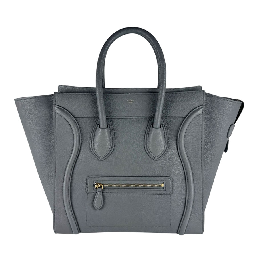 セリーヌ CELINE ハンドバッグ ラゲージ ミニショッパー レザー グレー ゴールド レディース【中古】 z10594