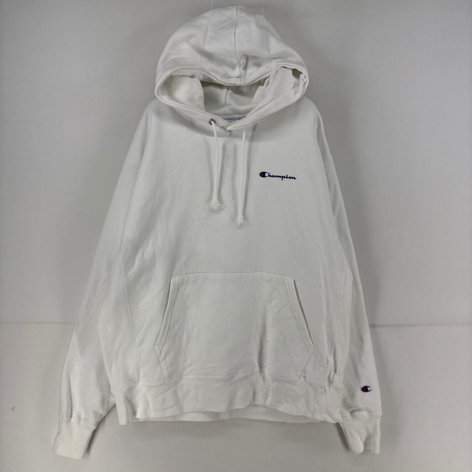 古着 チャンピオン Champion スウェット プルオーバー リバースウィーブ ロゴ プリント スウェット L ホワイト メンズ