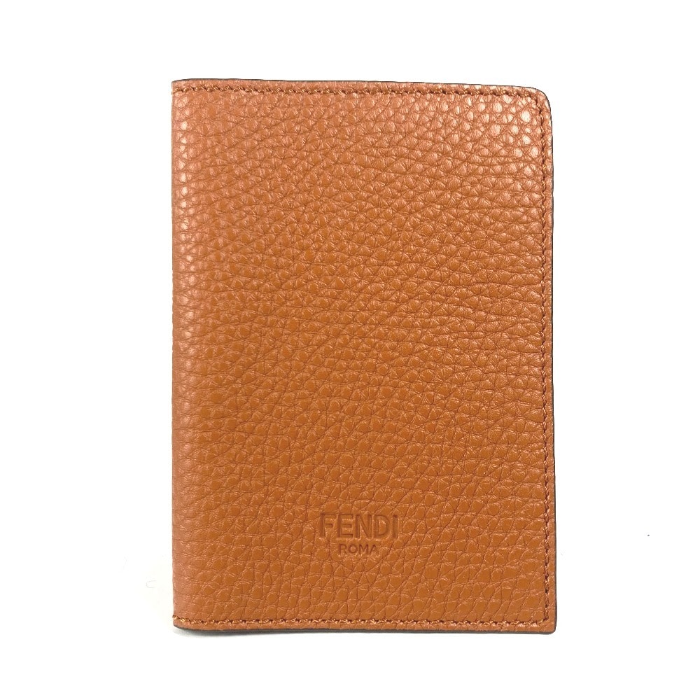フェンディ FENDI ロゴ パスポートカバー ステーショナリー パスポートケース レザー ブラウン 新品同様