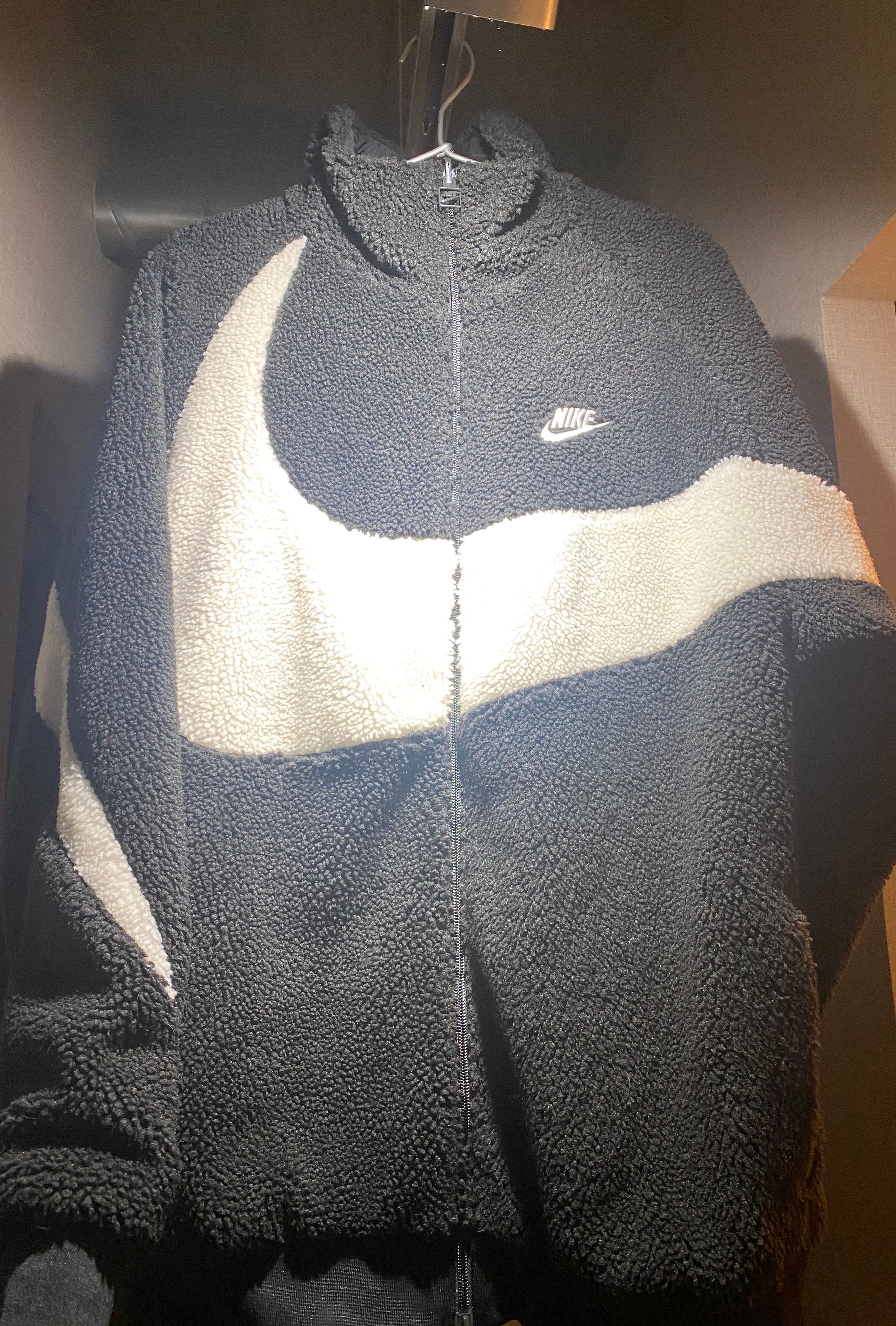 Nike Big Swoosh Reversible Boa Jacket "Black Sail"