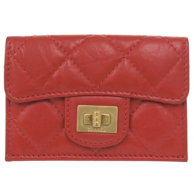 シャネル 2.55 コンパクトウォレット レザー レッド