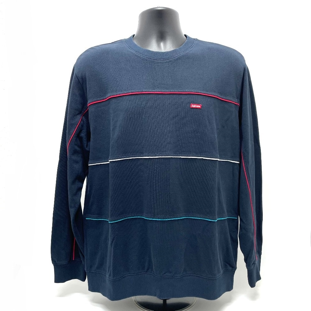 シュプリーム Supreme Multicolor Piping Pique Crewneck 17AW アパレル 長袖 トップス トップスその他 コットン ネイビー 未使用