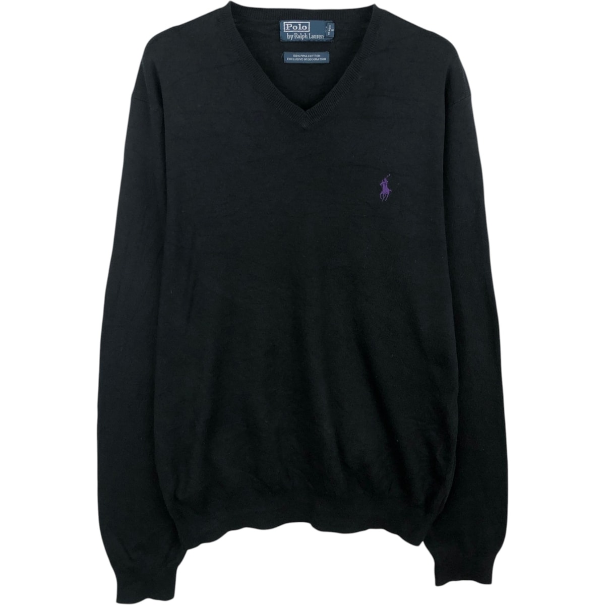 古着 ラルフローレン Ralph Lauren POLO by Ralph Lauren Vネック ピマコットンニットセーター メンズM相当/eaa627562
