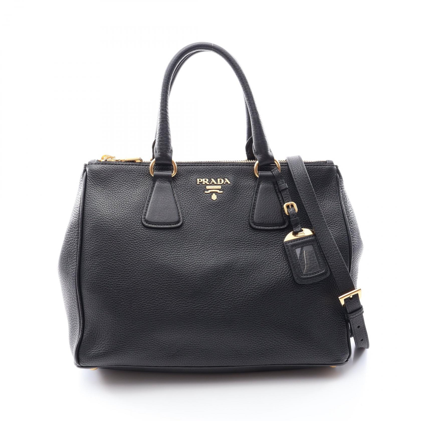 プラダ PRADA VIT.DAINO 2WAY ハンドバッグ バッグ レザー レディース ブラック系 【中古】
