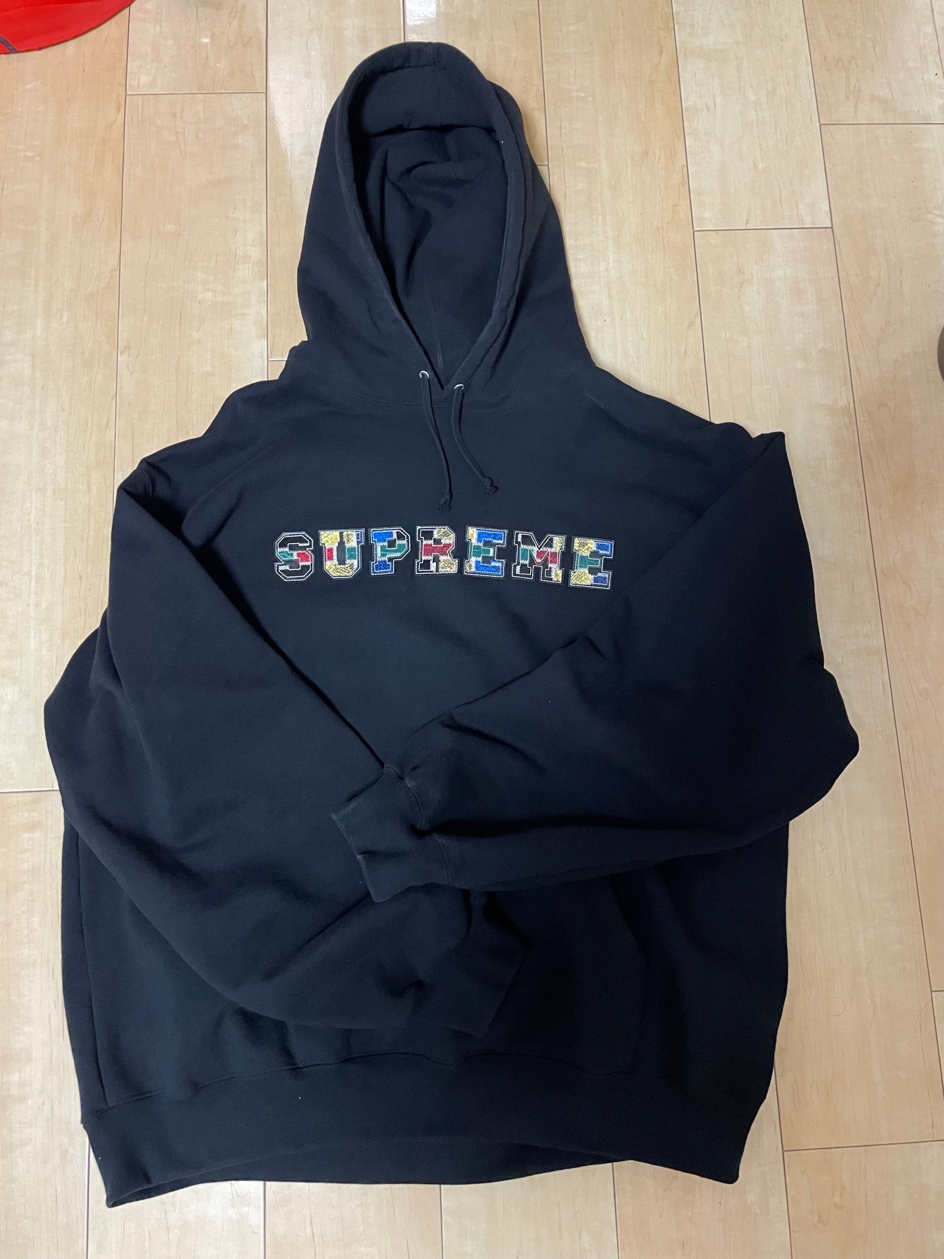 Supreme Collegiate Patchwork Leather Hooded Sweatshirt "Black"