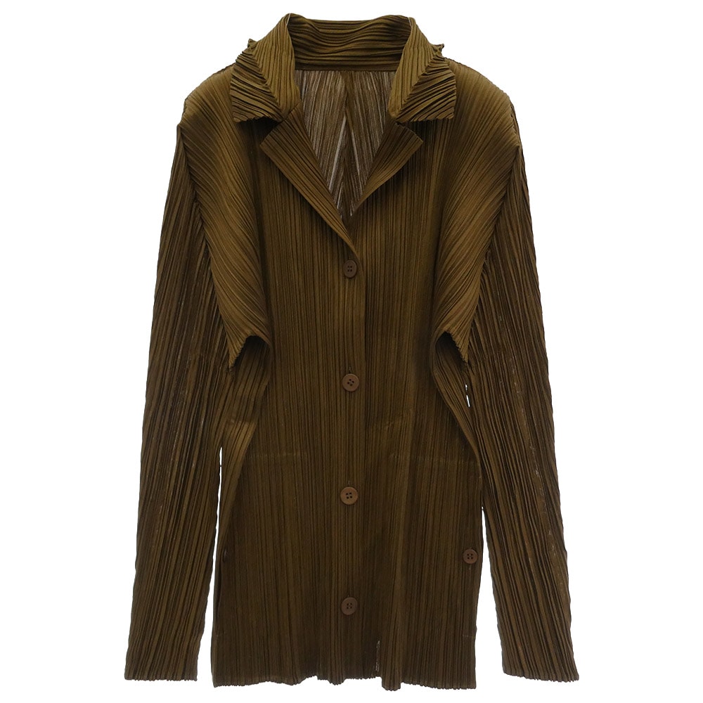PLEATS PLEASE プリーツプリーズ イッセイミヤケ PP23-JD143 プリーツ加工 ジャケット ブラウン系 4【中古】