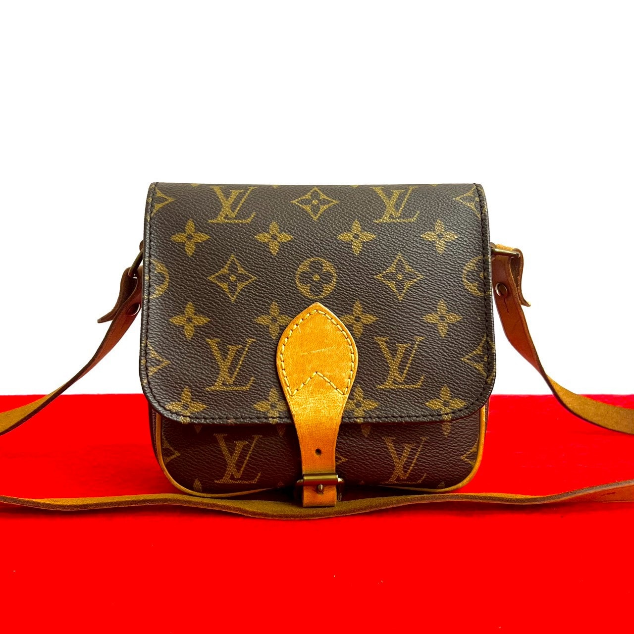 LOUIS VUITTON ルイヴィトン ミニ カルトシエール モノグラム レザー PVC ショルダーバッグ ブラウン
 18141