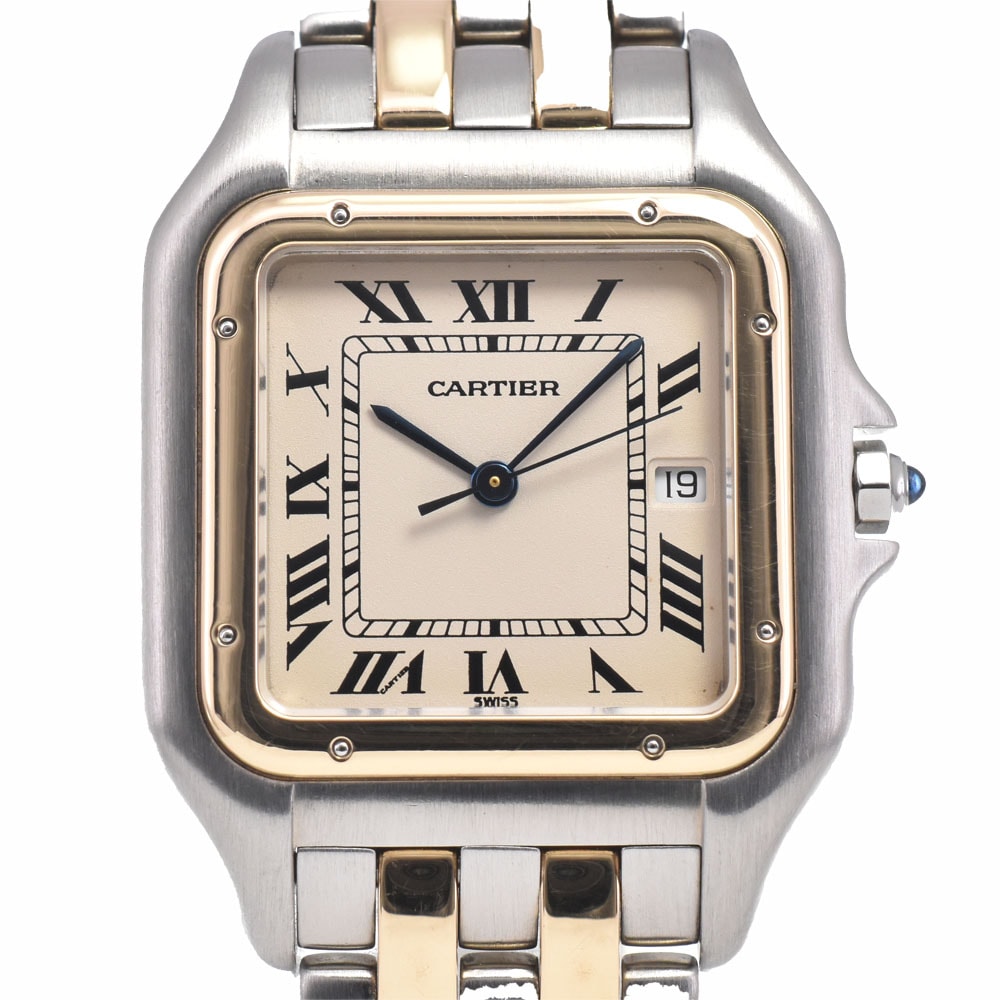 カルティエ CARTIER パンテールLM SS/K18YG アイボリー クォーツ ユニセックス 良品 腕時計 D#149617