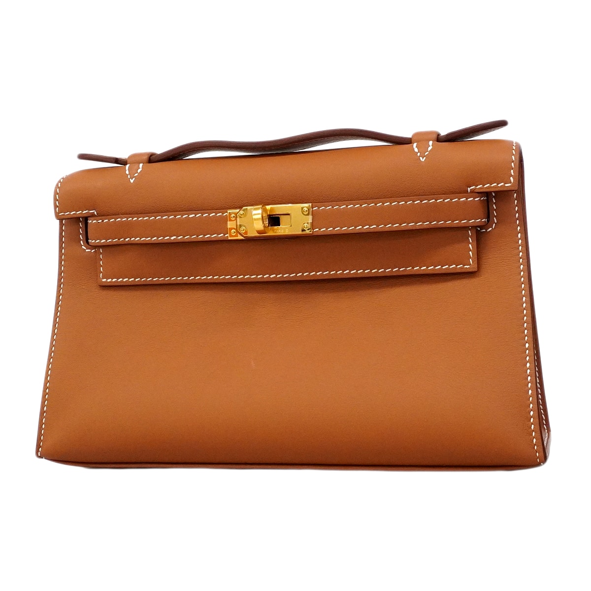 【6ge6628-g】エルメス ハンドバッグ ポシェットケリー スイフト ゴールド ゴールド金具 G刻印【中古】レディース