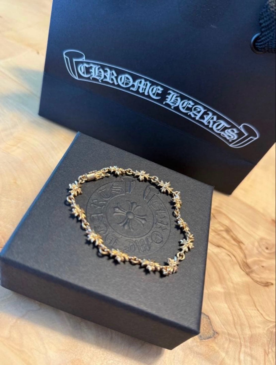 Chrome Hearts 22K Tiny E CH Plus Bracelet "Gold"