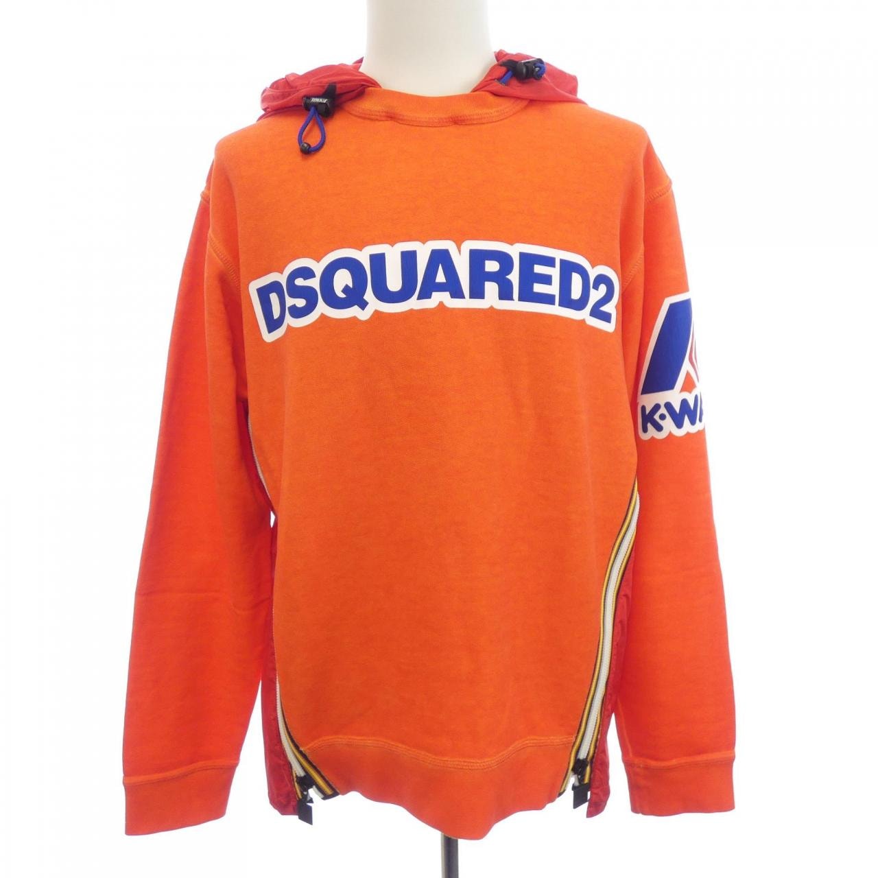 DSQUARED ディースクエアード パーカー S オレンジ 【古着】【中古】【送料無料】 オレンジ プルオーバーパーカー コットン イエロー ディースクエアード