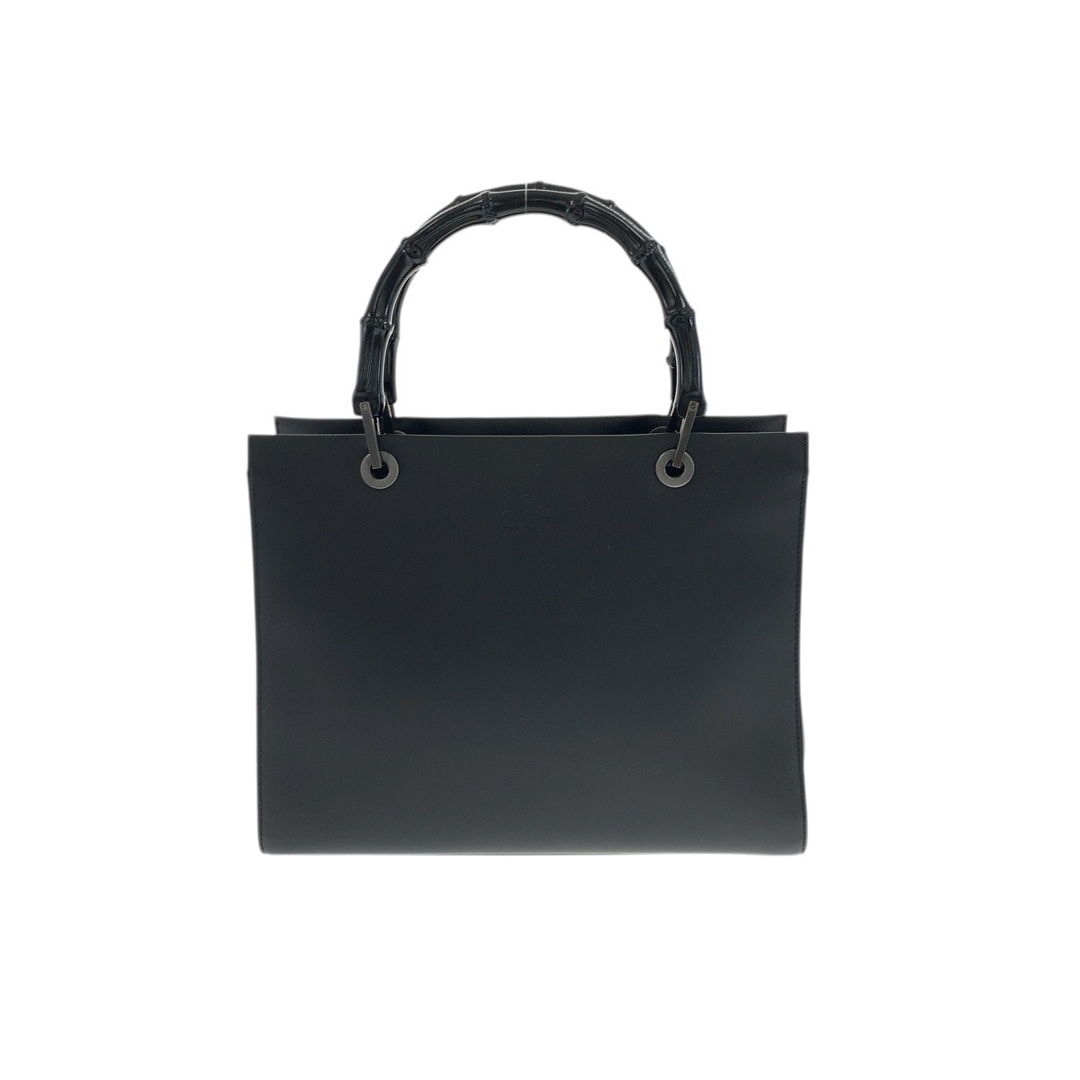 美品 GUCCI グッチ バンブー ブラック 黒 シルバー金具 レザー ハンドバッグ トートバッグ 601719 【中古】