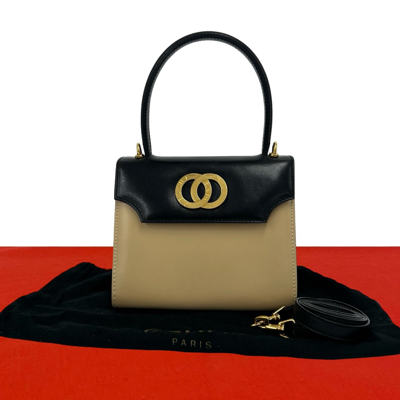 CELINE セリーヌ サークルロゴ 金具 カーフ レザー ショルダーバッグ ブラック
32523