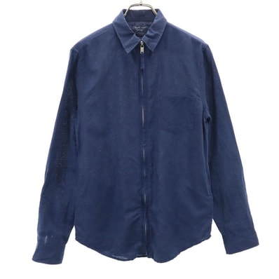 ZARA MAN ザラマン 長袖 フロントジップ シャツ S ネイビー