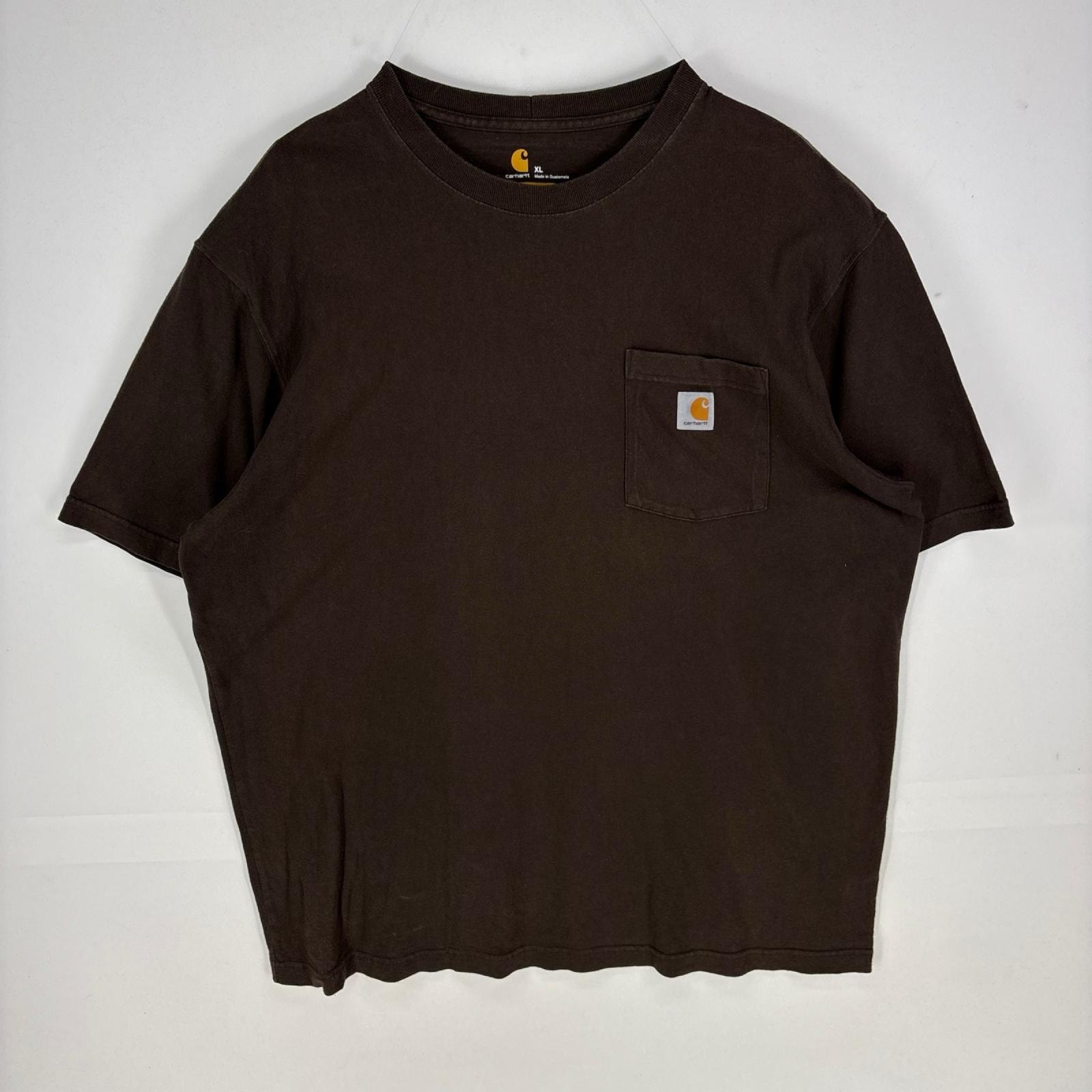 古着 カーハート Carhartt 半袖Tシャツ ポケット ワンポイント クルーネック ショートスリーブ XL ブラウン系 メンズ