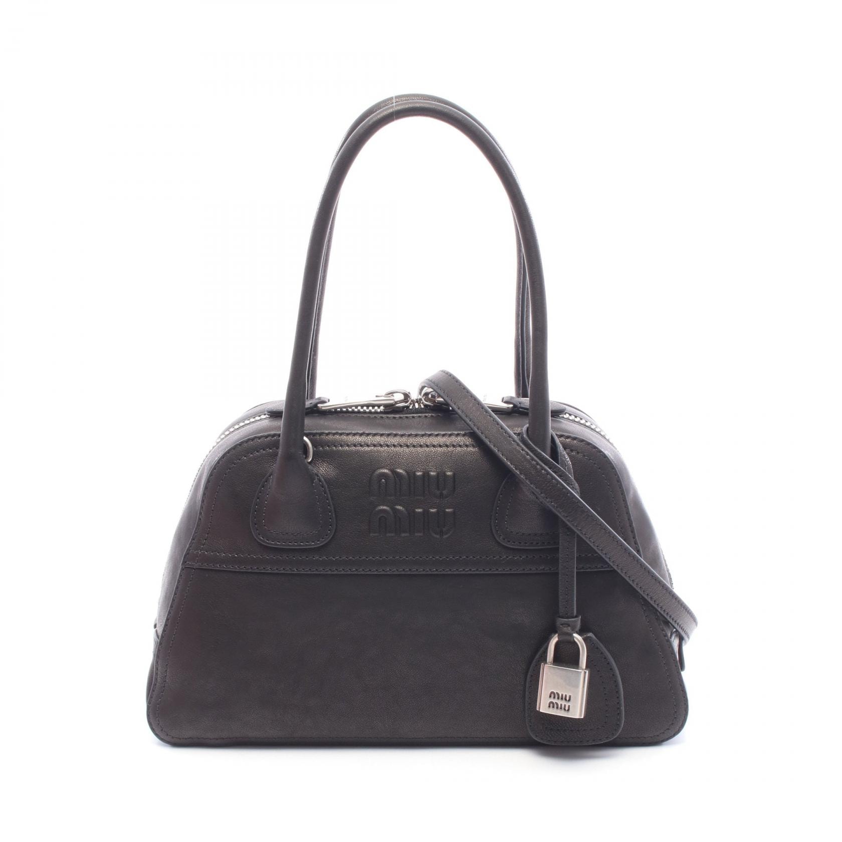 ミュウ ミュウ Miu Miu ヴィヴァン 2WAY ハンドバッグ バッグ レザー レディース ブラック系 5BB2002BBLF0002 【新品】