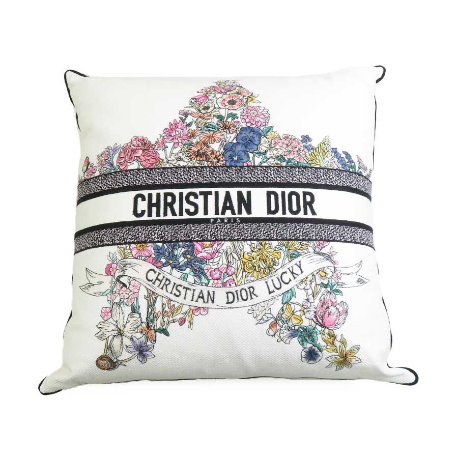 クリスチャンディオール Christian Dior クッション キャンバス ホワイト/マルチカラー ユニセックス【中古】 56932i