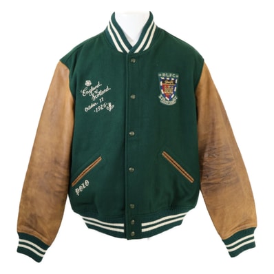 ポロ ラルフローレン 【新品同様/国内正規】Varsity Inspired ウール アームレザー切替 バーシティ XXL