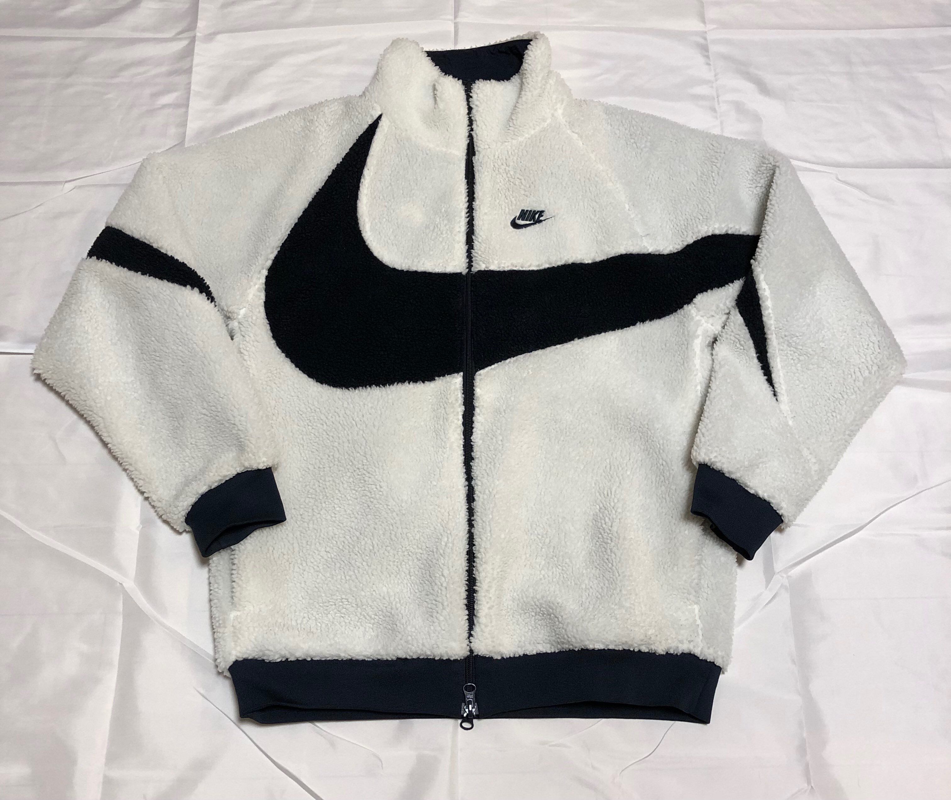 Nike Big Swoosh Reversible Boa Jacket "Sail/Dark Obsidian"