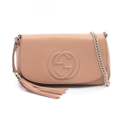 グッチ GUCCI ソーホー インターロッキングG ショルダーバッグ バッグ レザー レディース ピンク系 536224 【中古】