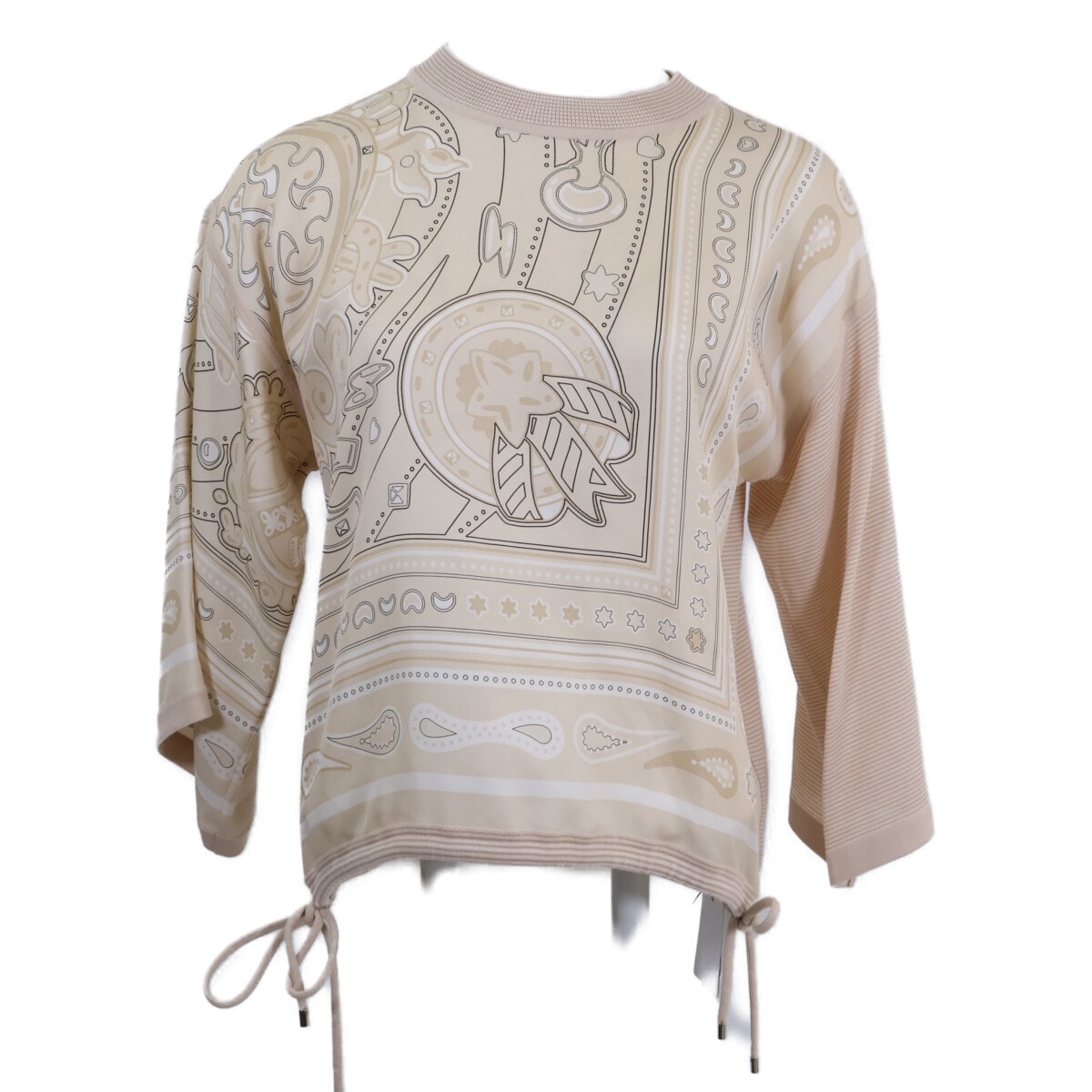 エルメス 新品同様 国内正規 5H2809DJ 25AW CANDY LIBRIS BANDANA シルク ツイルレーヌ ブラウス 36