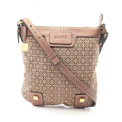 ロエベ LOEWE アナグラム ショルダーバッグ バッグ キャンバス レザー レディース ベージュ系 / ブラウン系 【中古】