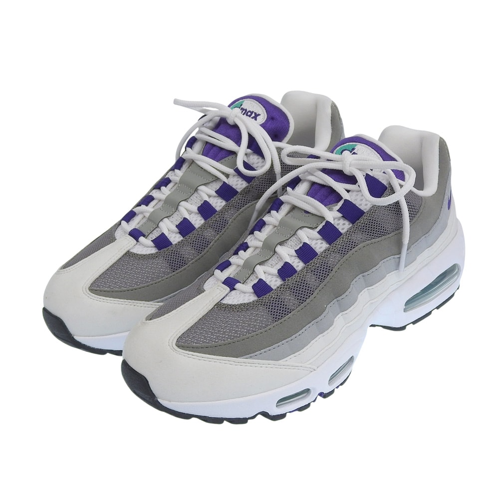 ナイキ 新品同様 WMNS AIR MAX 95 BIG BUBBLE WHITE/COURT PURPLE/EMERALD GREEN スニーカー シューズ レディース 27.0cm 10(US)