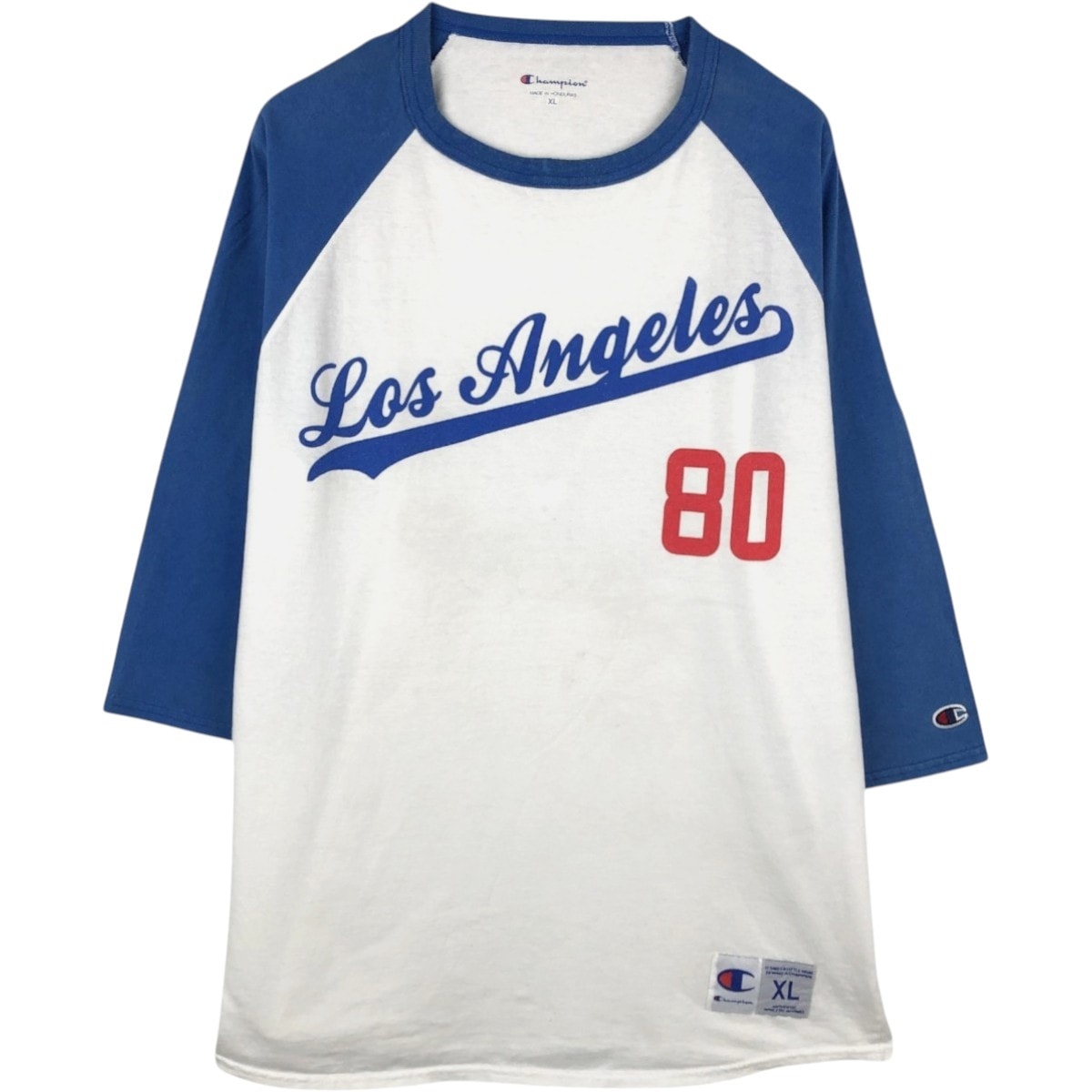 古着 チャンピオン Champion Los Angeles Dodgers ロサンゼルスドジャース 七分袖 ラグランTシャツ メンズXL相当/eaa672535