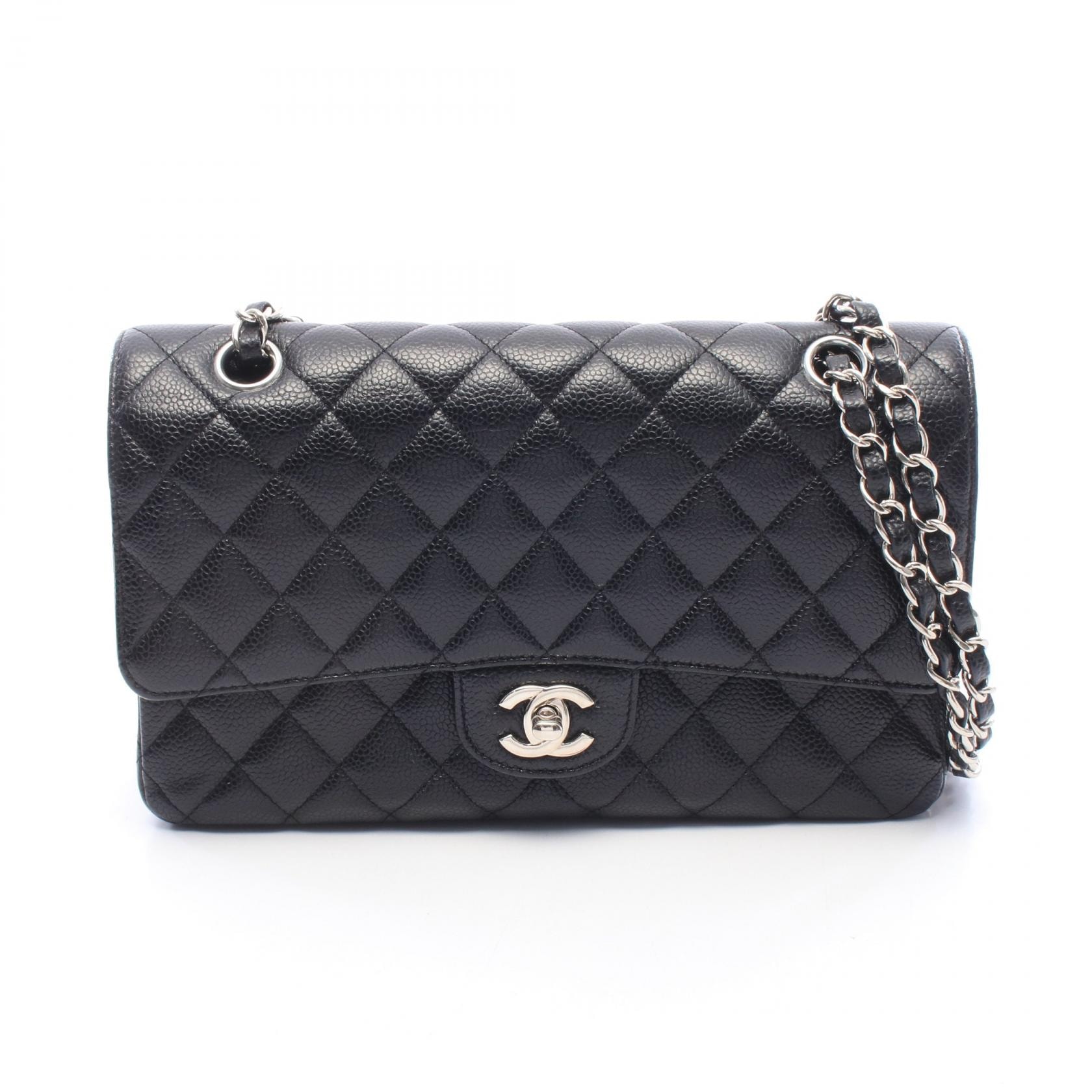 シャネル CHANEL マトラッセ Wフラップ ショルダーバッグ バッグ キャビアスキン(グレインドカーフ) レディース ブラック系 【中古】