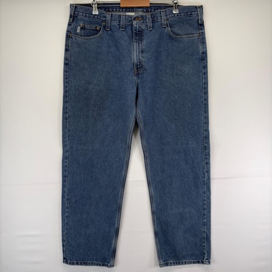 古着 カーハート Carhartt デニム パンツ 5ポケット ワンポイント ストレート ジーパン ジップ w44 L32 ブルー メンズ