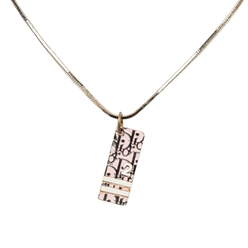 ディオール トロッター ネックレス シルバー ピンク メタル レディース Dior 中古