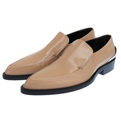 ジルサンダー 新品同様 ボックスカウレザー ポインテッドトゥ メタルヒール ローファー メンズ ベージュ系 J15WR0007 23SS 39