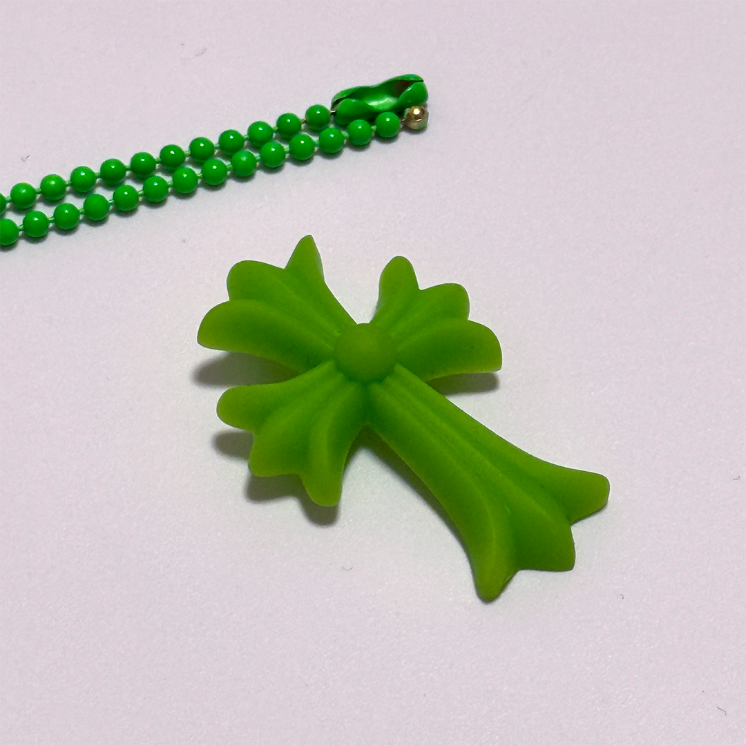 Chrome Hearts Rubber Small CH Cross Silicon Necklace "Green"