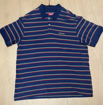 Supreme Washed Stripe Polo "Navy"