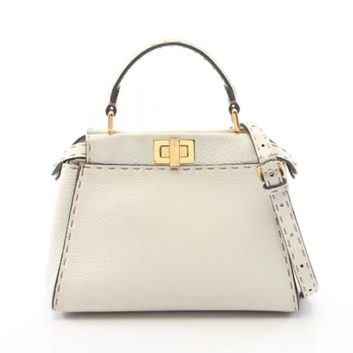 フェンディ FENDI ミニピーカブー セレリア 2WAY ハンドバッグ バッグ レザー レディース ホワイト系 8BN244 【中古】