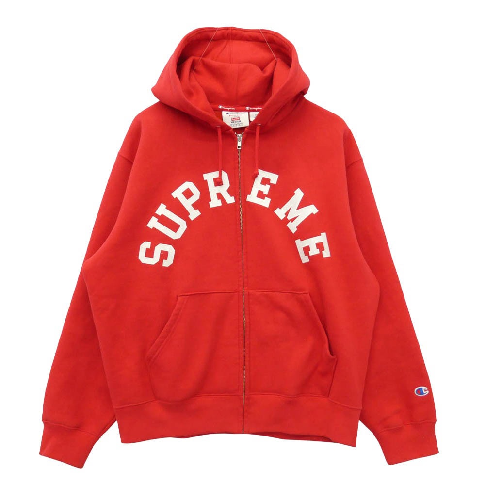 Supreme シュプリーム 24SS × Champion チャンピオン Zip Up Hooded Sweatshirt フロントロゴ ジップアップ フーディ パーカー レッド系 M【中古】