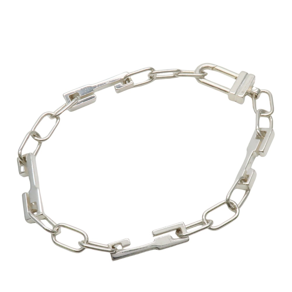 【中古】 グッチ ブレスレット スクエアG シルバー925 約13.5g シルバー チェーン アクセサリー キー レディース 女性 GUCCI